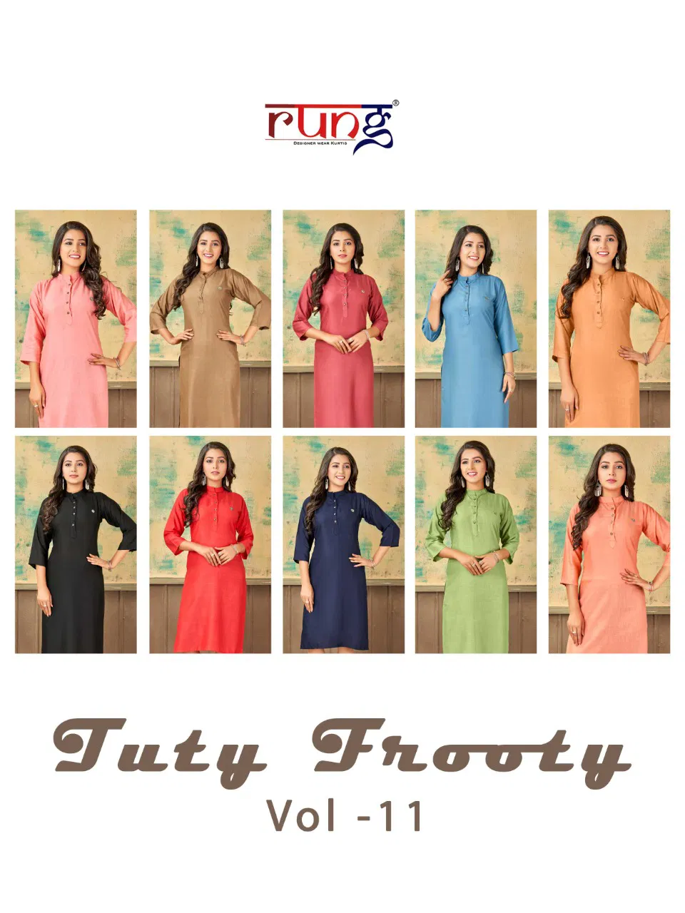 Rung Tuty Frooty 11 Heavy Rayon Ethnic Wear Latest Kurti Collection